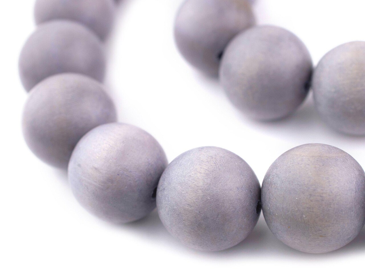 The Bead Chest Natural 24mm Wooden Beads in Light Grey for Jewelry Making – Round Loose Wood Spacer Beads I Approximately 17 Beads
